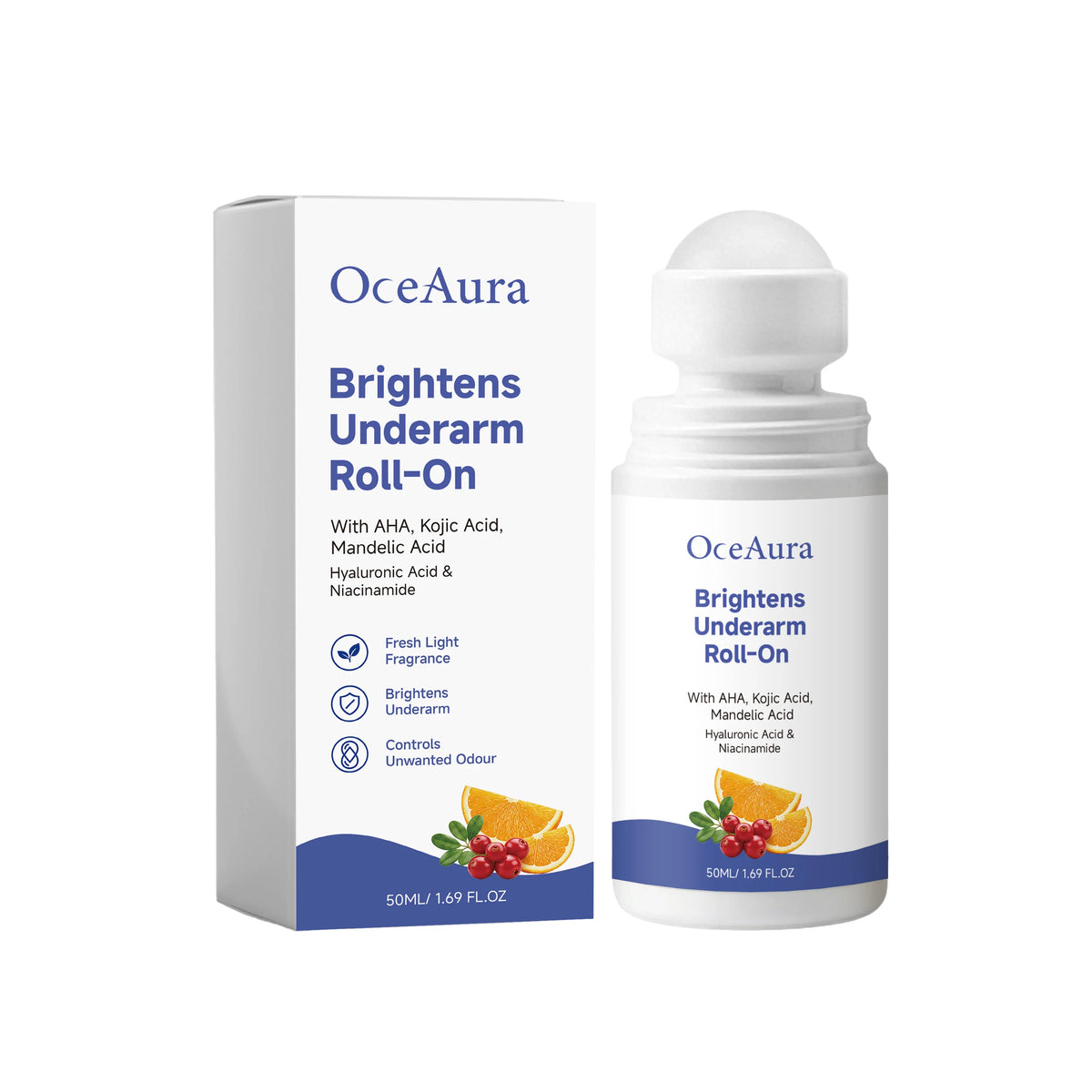 OceAura Kojic Acid Underarm Brightening Deodorant Roller Refresh Body Odor Improve Dark Armpits Underarm Care Roll‑on Deodorant