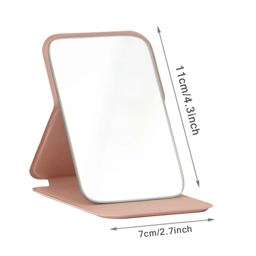 Personalized Pu Vanity Mirror Portable Handheld Makeup Mirror Folding Desktop Makeup Mirror Pocket Cosmetic Tool Letter Pattern