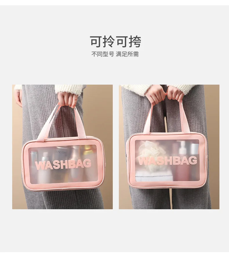 New Transparent Makeup Bag Set Toiletry Organizer Washbag for Women Portable Toiletries Pouch Travel Essential Cosmetics Bag