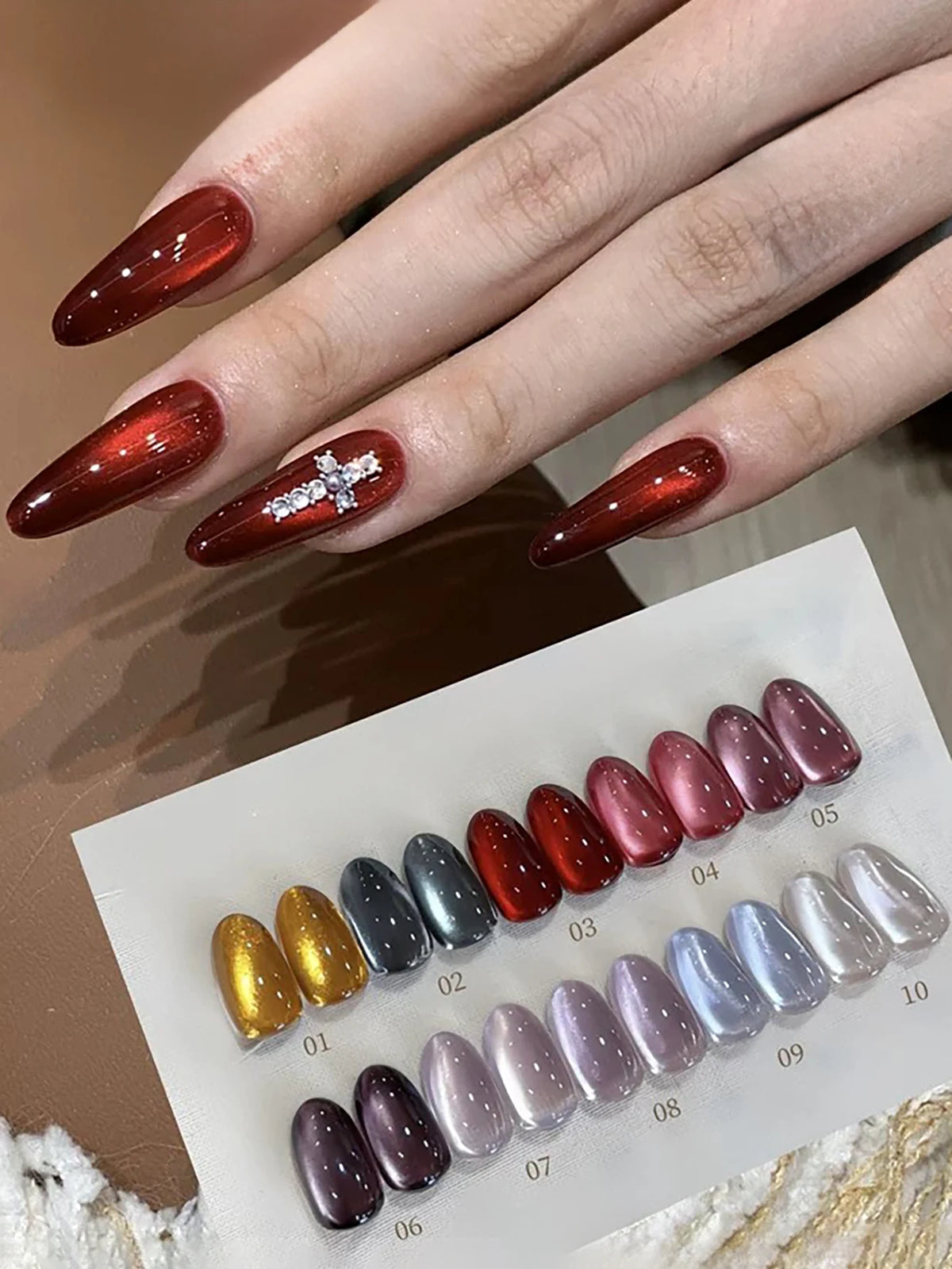 WS 10ML 6 Colors Shine Red Winter Christmas Cat Magnetic Gel Nail Polish Sparkling Glitter Semi Permanent Soak Off UV Gel