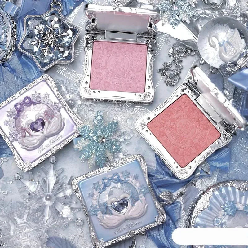 Flower Knows Snow Ballet Makeup Christmas Gift Set Eyeshadow,Blush,Lip Glaze Setting Powder with Cosmetic Bag Beauty Kit