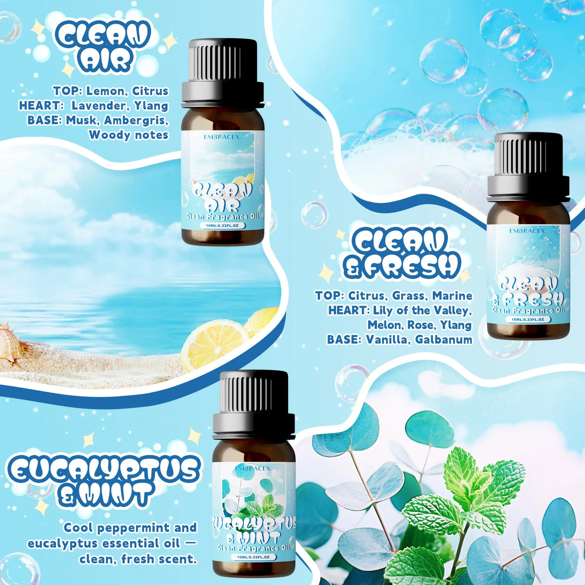 6PC/1PC Clean Fragrance Oils Gifts Box Fresh Fragrance Oil Candle Making Gift To Friends