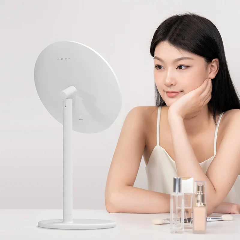 DOCO Makeup Mirror Desktop Adjustable LED Light High Quanlity Metal Texture Perfect for Gift Giving