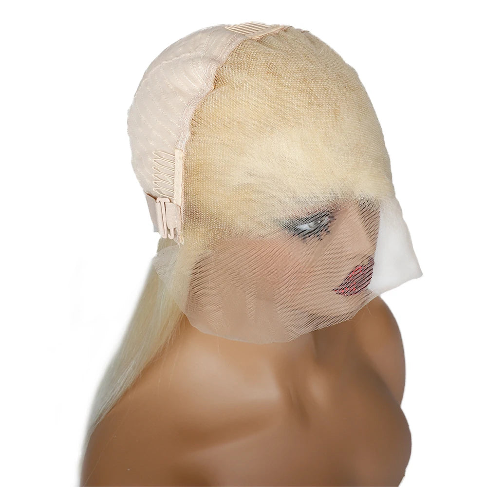 Human Hair Straight Bob Wig 613 Honey Blonde 13x4 Lace Frontal Pre Plucked 200 Density Wigs For Women Daily Use 200 Density