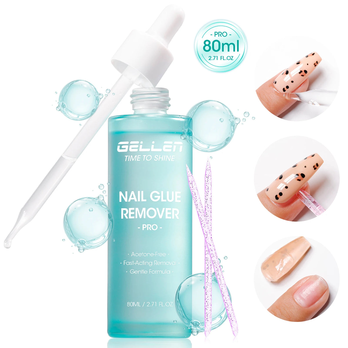 GELLEN Nail Polish Remover 16 Fl Oz Non Acetone Pump Bottle Gel Nail Soak Off Remover Kit Vegan Cruelty Free Gentle Nail Care