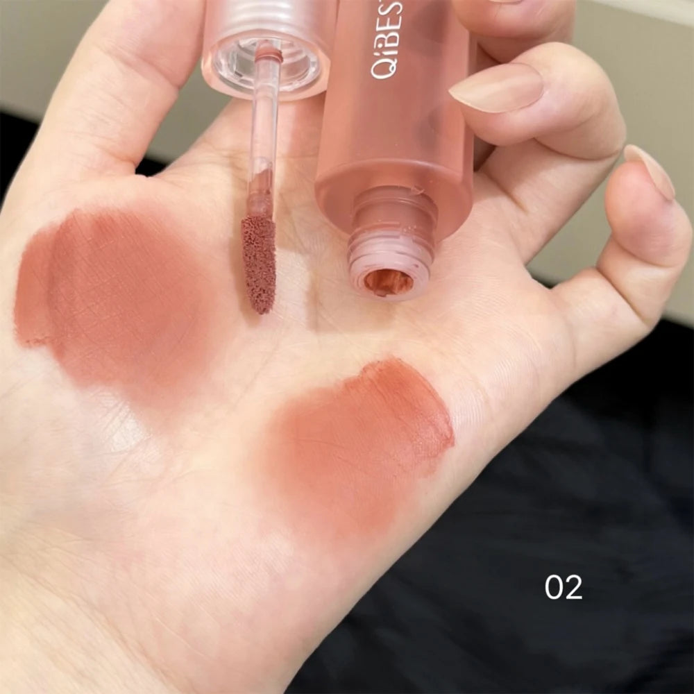 QIBEST 6 Colors Matte Liquid Lipstick Velvet Durable Lip Gloss Sexy Red Lip Stain Makeup Waterproof Lasting Lip Mud Cosmetics
