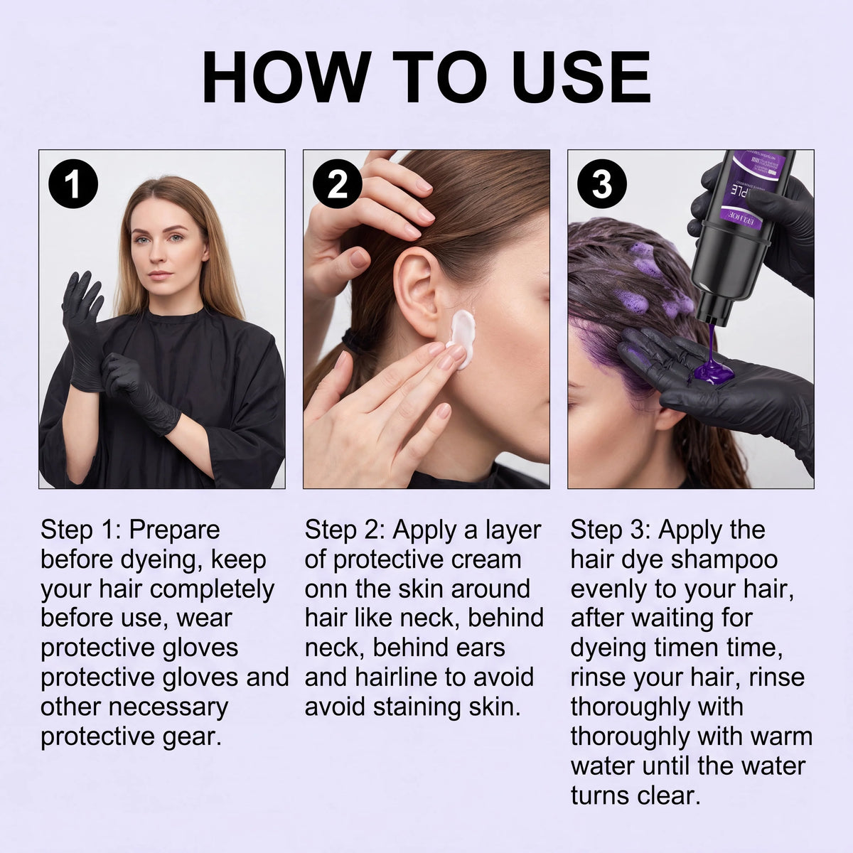 Purple Natural Herbal Hair Color Shampoo For Gray Hair Coverage Long Lasting Color Enhancing Care Nourishing Coloring Shampoo