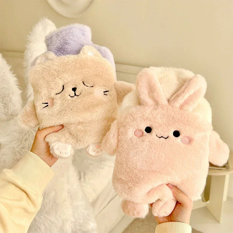 Kawaii Hot Water Bags Cute Plush Rubber Hand and Foot Belly Warmer Explosion-proof Hot Water Bottles for Women Period Pain