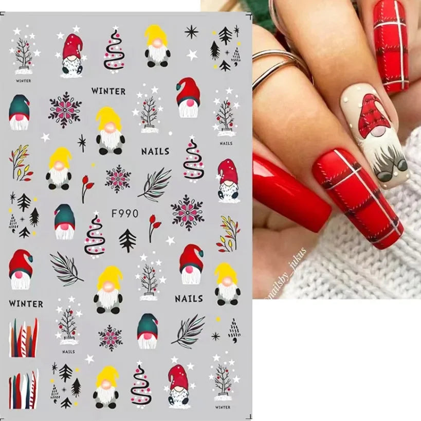 5D White Snowflakes Embossed Nail Art Stickers Winter Charm Decals Self Adhesive Christmas New Year Slider Decoration Manicure