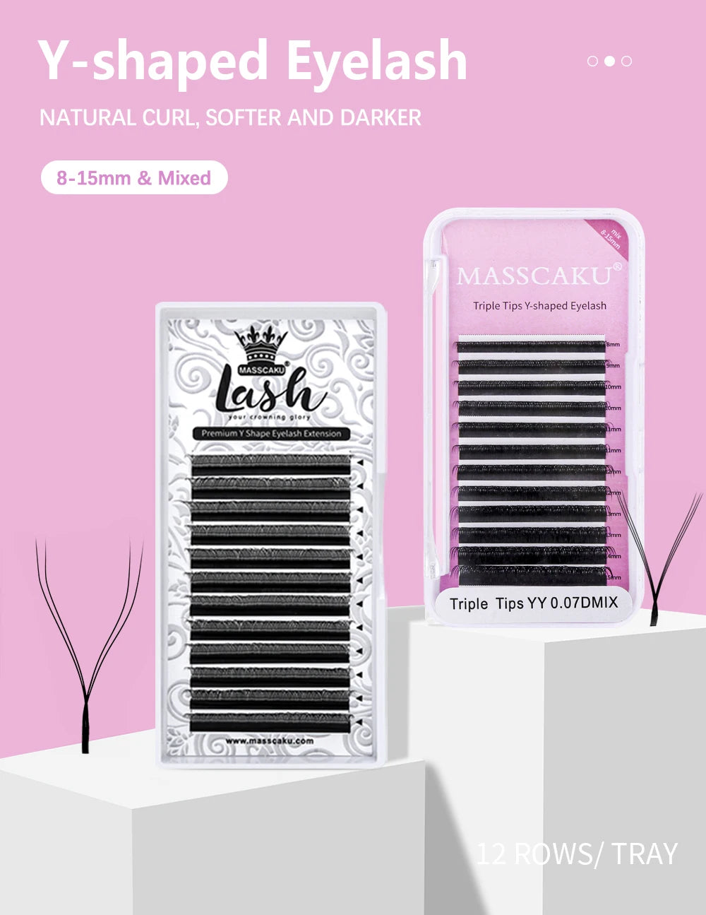 Hot Selling Masscaku YY Shape Eyelash Extensions Premade Volume Fans Natural Soft Lashes W Style Comfortable False Eyelashes
