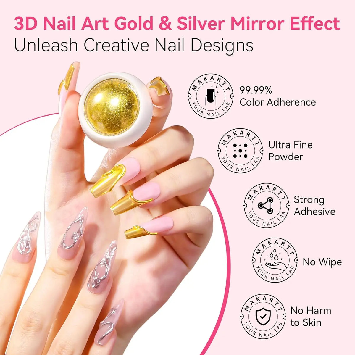 Makartt 3D Gel Nail Art – Clear & Noir Sculpting Gel for DIY Embossed Nail Designs – No Wipe Easy-Squeeze Tube Nail Glue