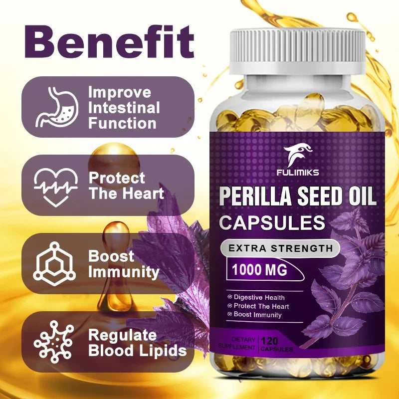 Perilla Seed Oil Capsules, Support for Healthy Modulation of Th2 Cytokines, Allergy Relief, Respiratory and Immunity Booster