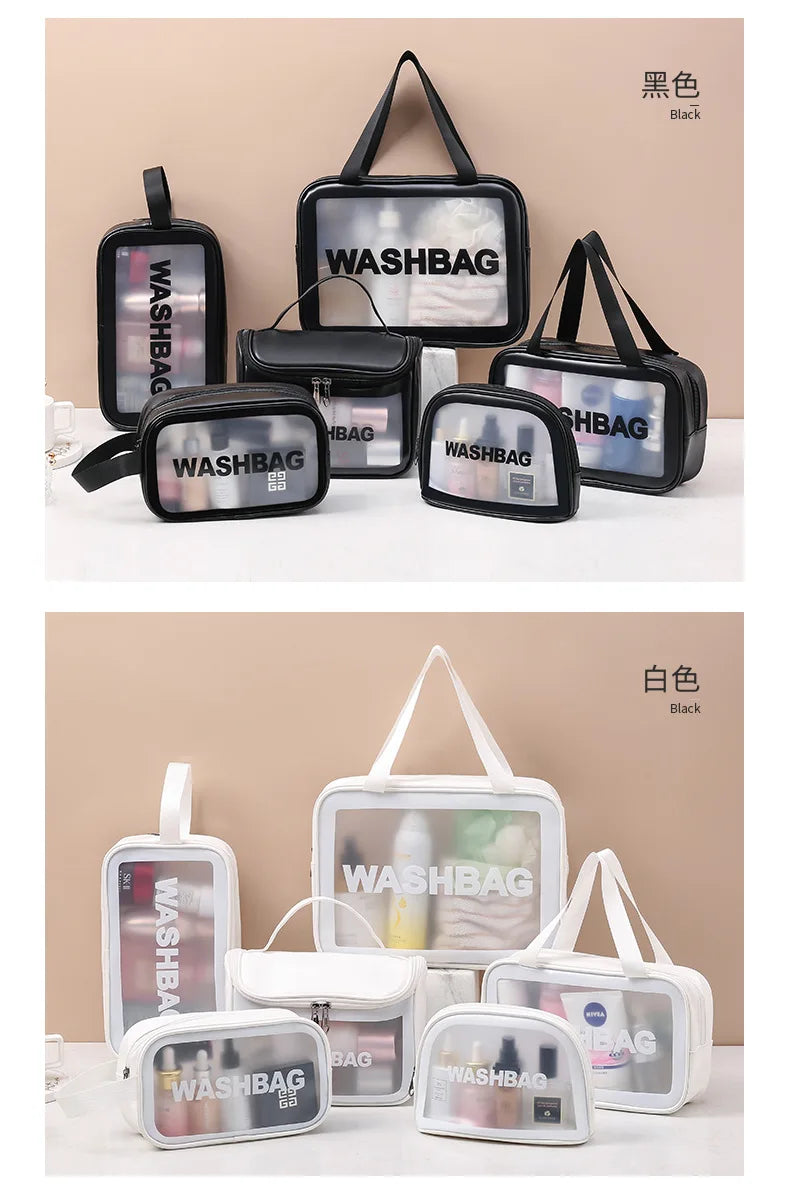 New Transparent Makeup Bag Set Toiletry Organizer Washbag for Women Portable Toiletries Pouch Travel Essential Cosmetics Bag
