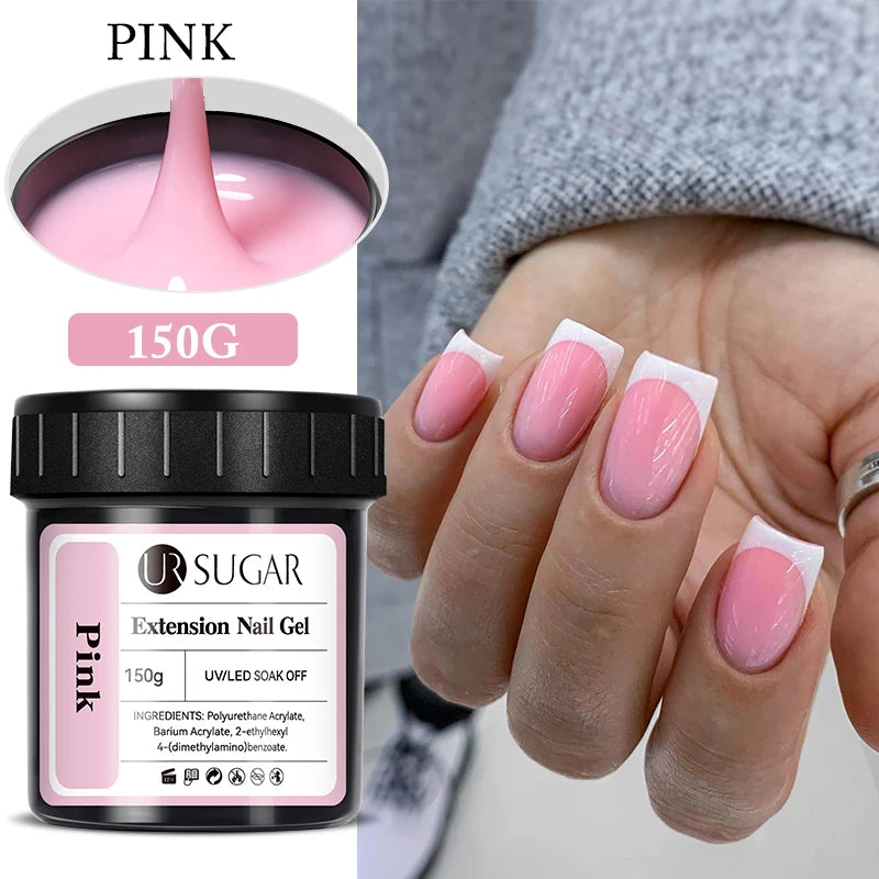 UR SUGAR 150g Jelly Gel Nail Extension Gel Milky White Nude Pink Quick Building UV Nail Hard Gels Self Leveling Construction Gel