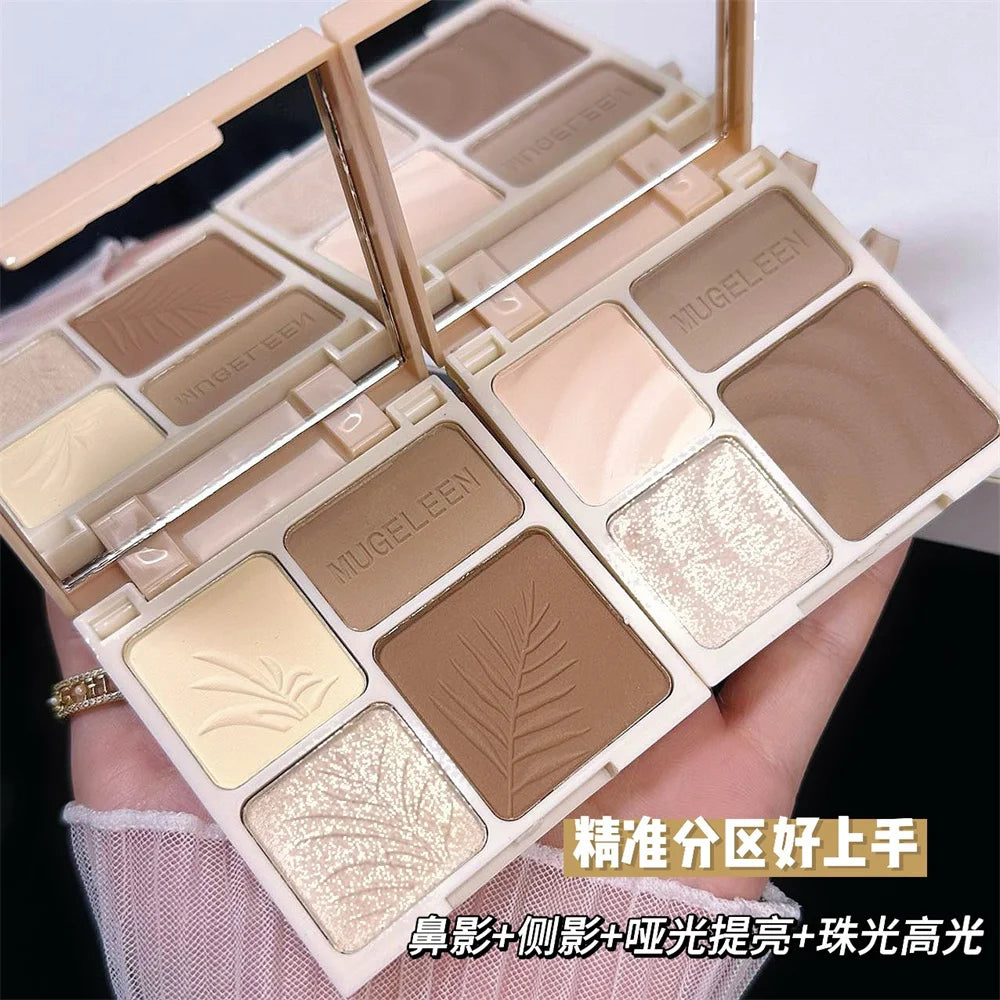 4Colors Matte Highlighter Contour 3D Facial Bronzer Brightening Glitter Highlight Palette Eye Shadow Nose Powder Makeup Cosmetic