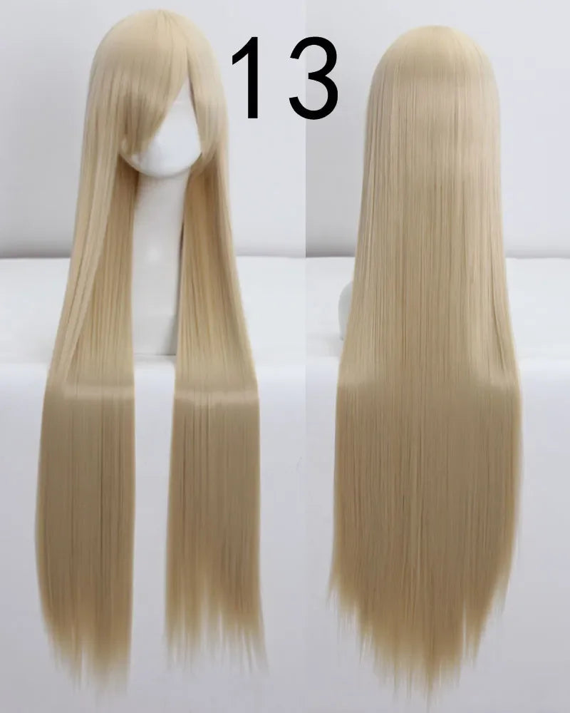 Synthetic 100Cm Long Staight Cosplay Wig Heat Resistant Hair Anime Party wigs 42 color Colourful