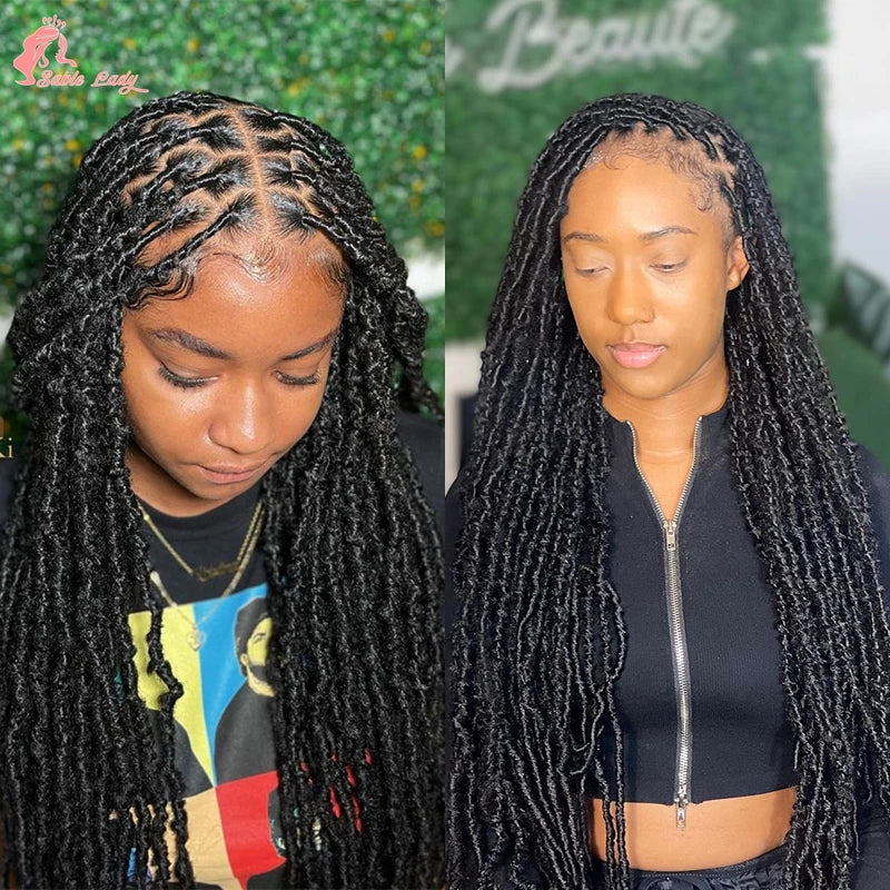 Long 40" Synthetic Knotless Braided Wigs Dreadlock Locs Braids Wigs for Black Women Twist Box Braids Full Lace Front Wig African