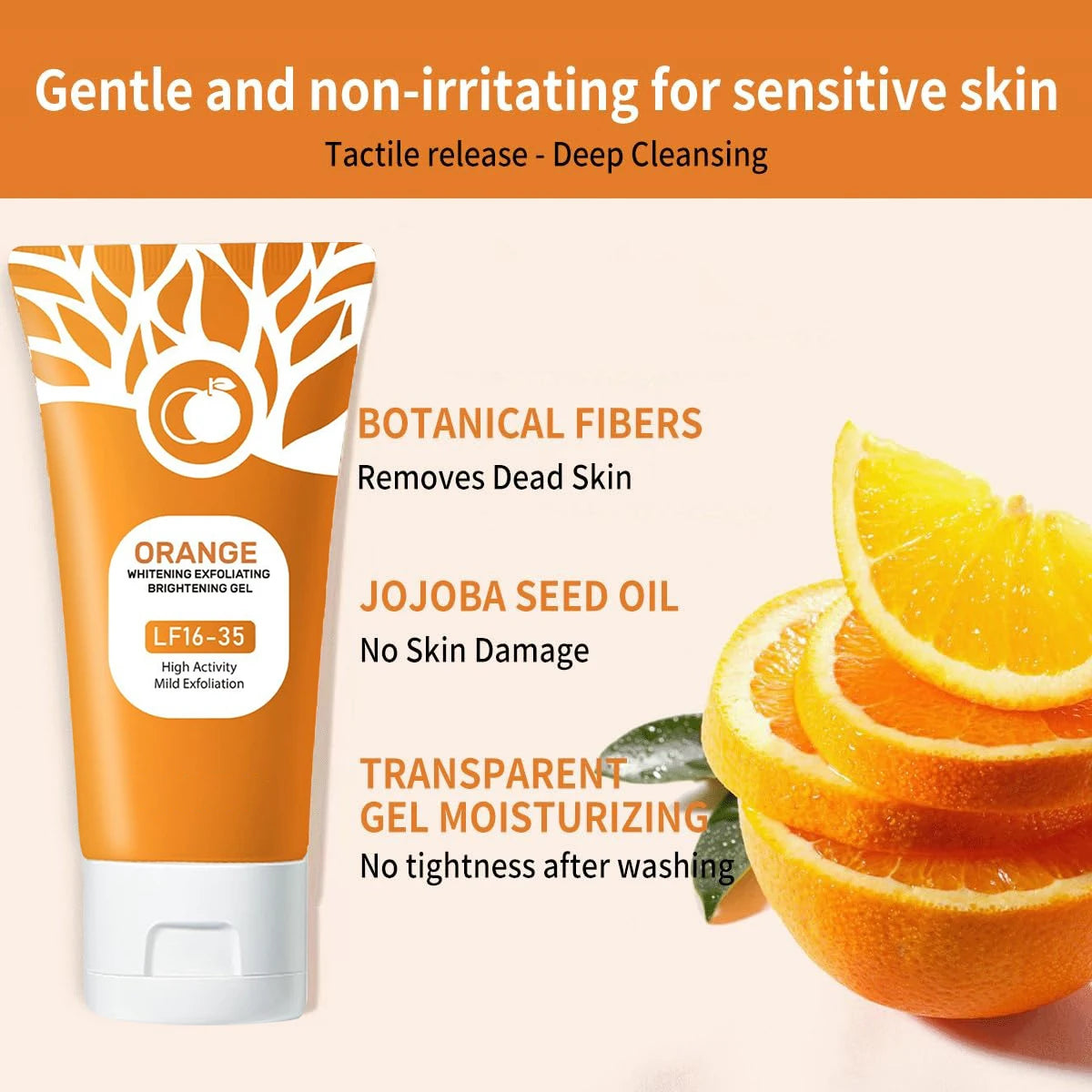 Orange Exfoliating Gel 2/4/7 pcs 50g Each Gentle Brightening Face Body Scrub Deep Cleansing Peeling Gel for All Skin Types Smoothing Skin Care