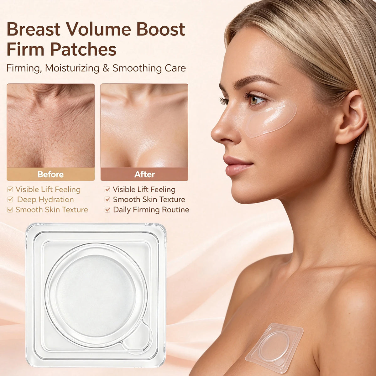 Body Care Patch Bust Hip Targeted Skin Hydrating Supply Improve Skin Smoothness Flexible Breathable Material Mild Adhesive