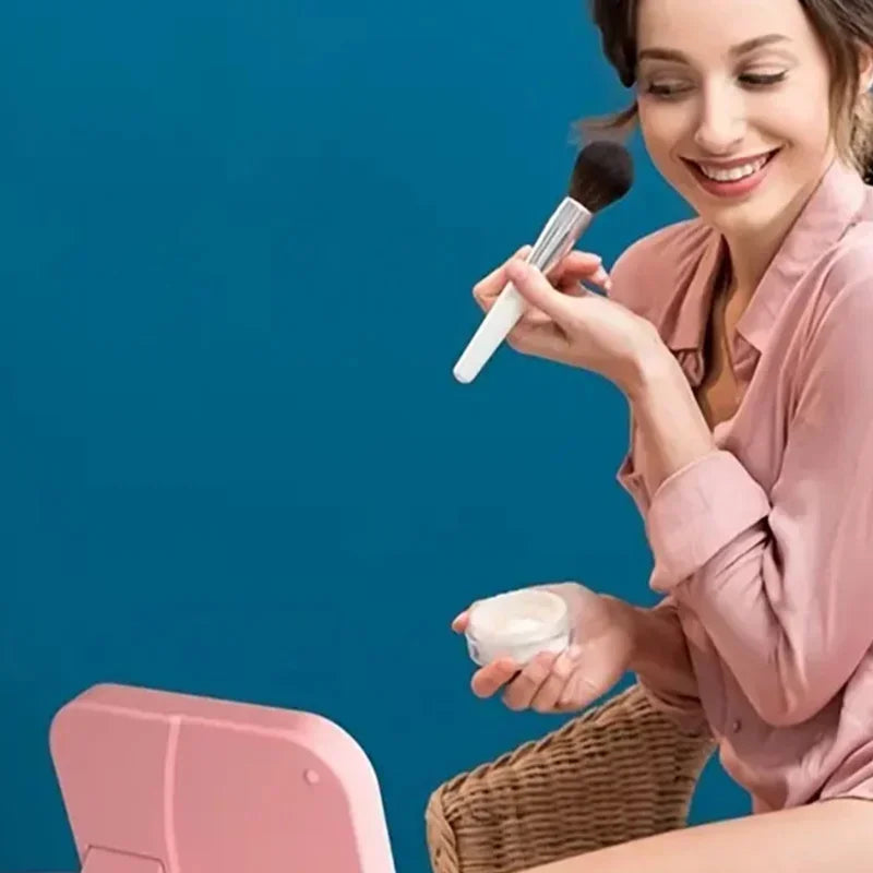 LED Makeup Mirror with Touch Screen Dimming and USB Charging, Portable Vanity Mirror with Lights for Makeup