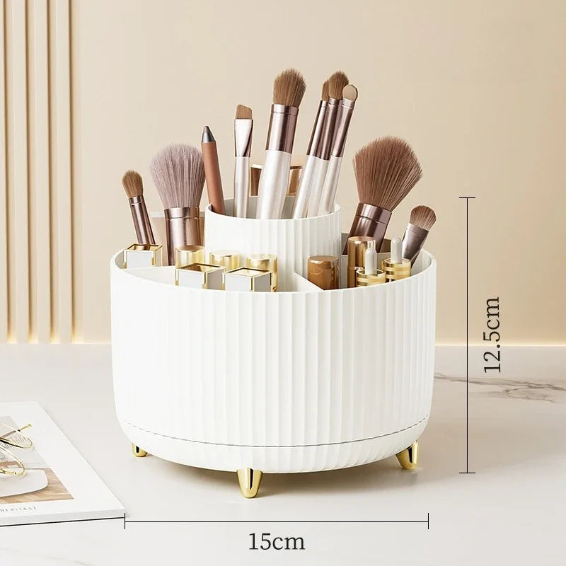 360 Degree Rotating Makeup Brush Organizer Cosmetic Brush Holder Desktop Storage Box Pen Pencil Container Organizer