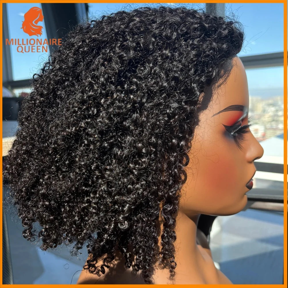 300% Millionaire Queen Half Wigs Wear and Go Beginner Friendly Headband Wig Pixie Curly Half Wig Clip Ins Flip Over Glueless Wig
