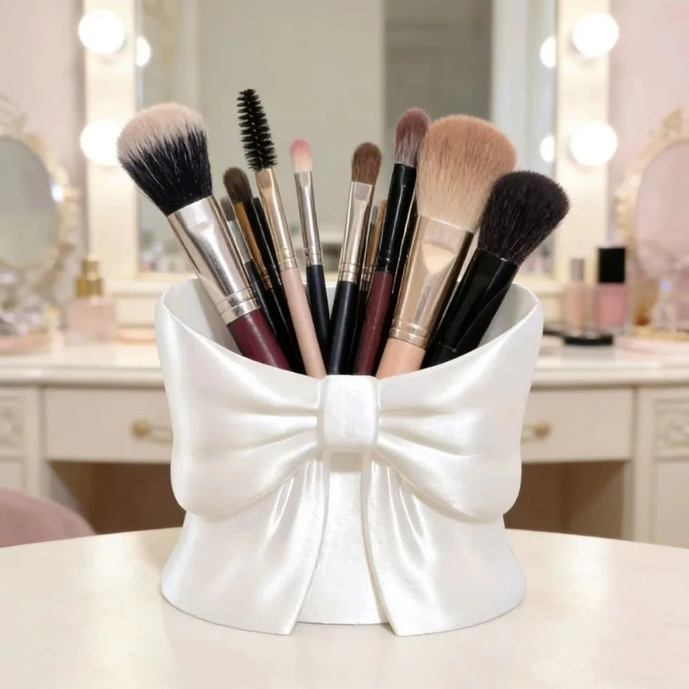 3D Printed Makeup Brush Storage Large-Capacity Space-Saving Bow Shape Pen Holder Sweet Cute Pen Organizer Cosmetic Storage