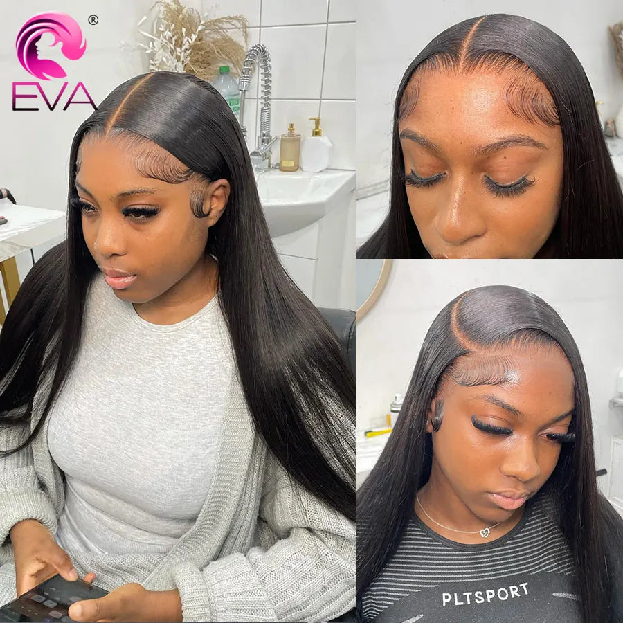 Eva 13x6 HD Lace Full Frontal Wig Silky Straight 180% Pre Plucked HD Lace Wig Invisible HD Lace Melt Skins Glueless Closure Wig