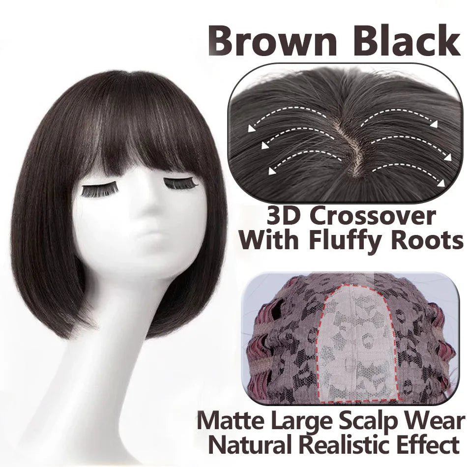 Shoulder Layered Synthetic BOB Wig With Transparent Lace Front Straight Heat Resistant Wig Hair For Women Daily Cosplay Party