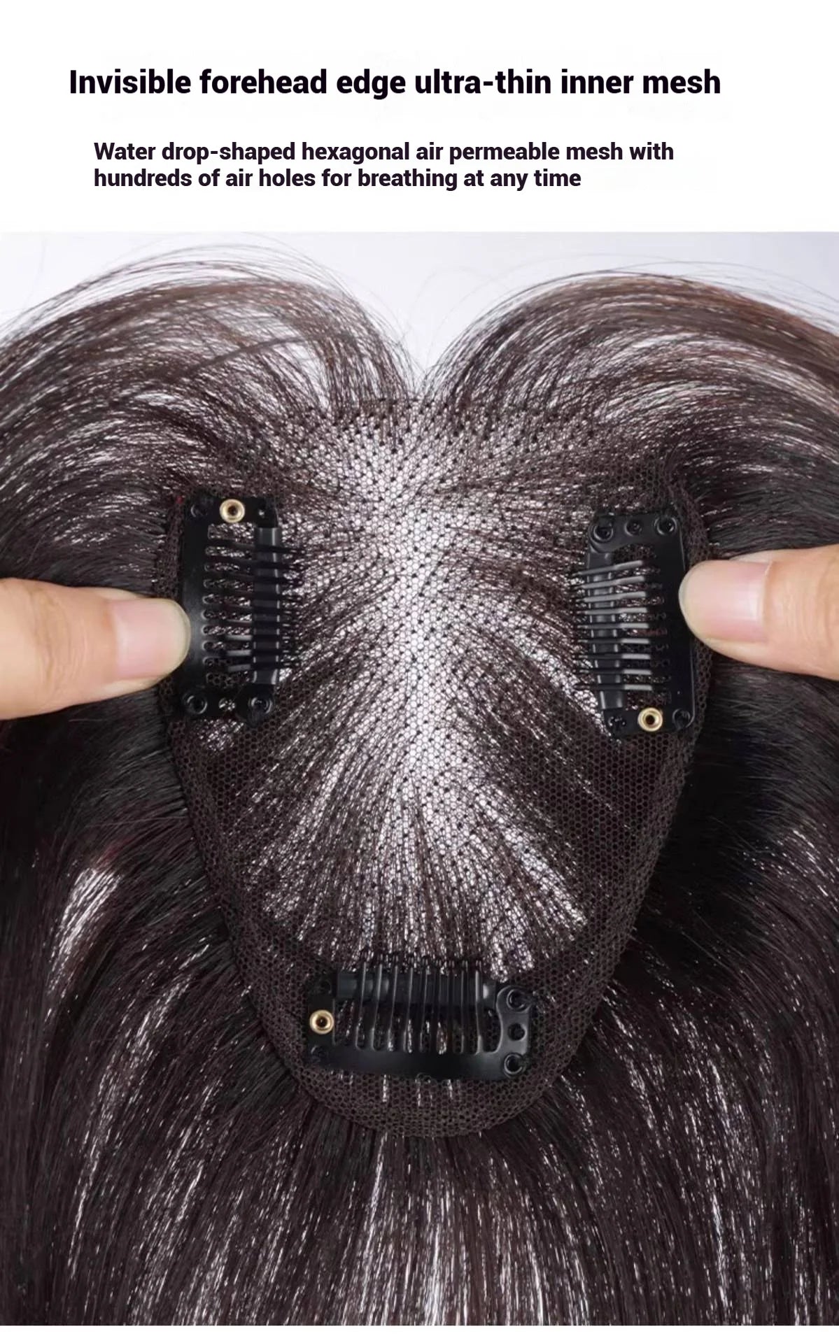 7x10cm Breathable Lace Human Hair Toppers 10 Inch Invisible Clip In Bangs for Women Natural Hairpieces Cover Thinning Hair Daily