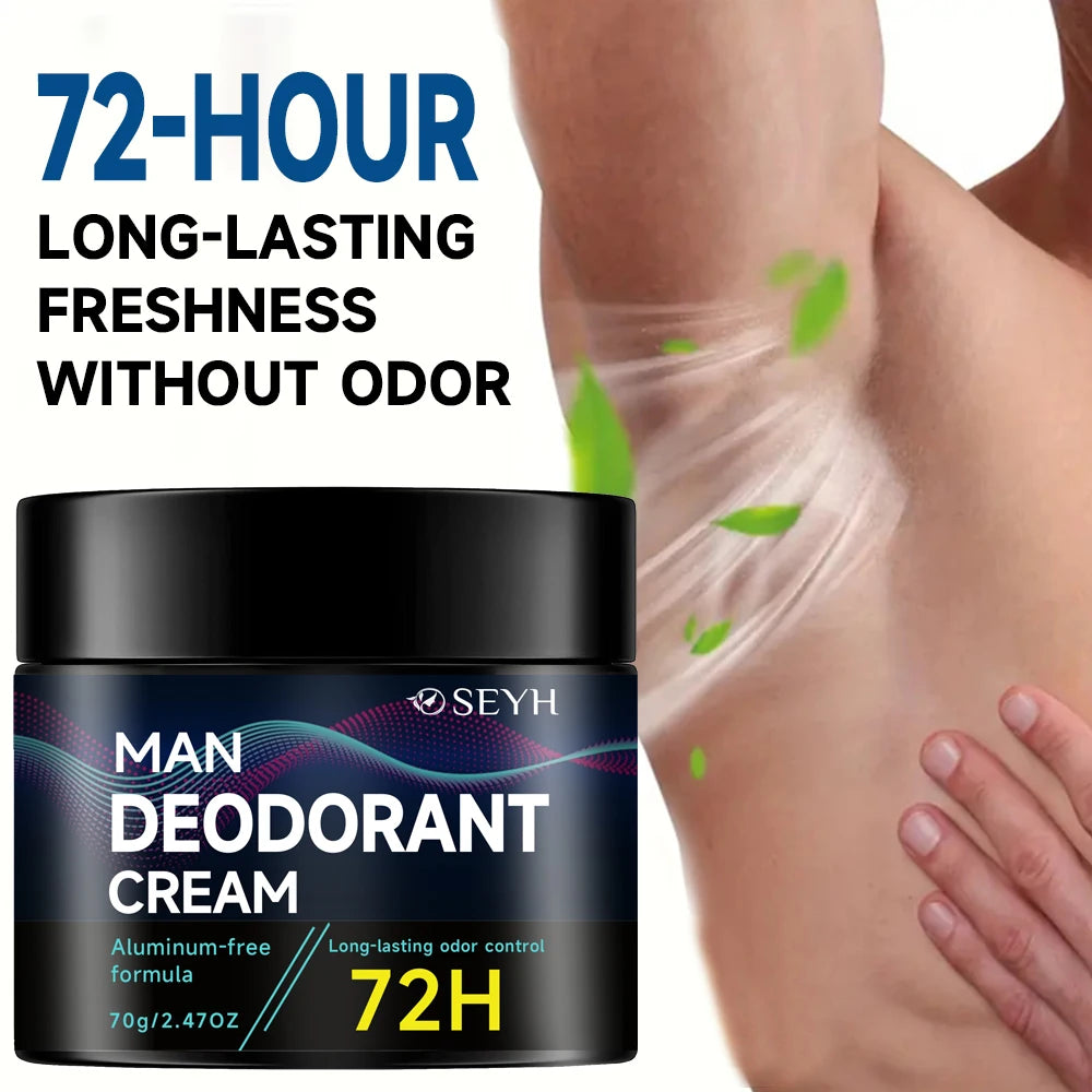 SEYH Men's Antiperspirant Deodorant Cream - 72-Hour Freshness with Mint & Hyaluronic Acid Suitable for All Skin Types Low Allerg
