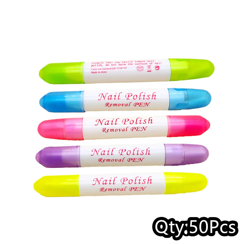 50Pcs Nail Polish Remover Pen With 3 Replaceable Tips Nail Polish Corrector Pen For Precision Cleaning Nail-Art Mistakes Cleanup