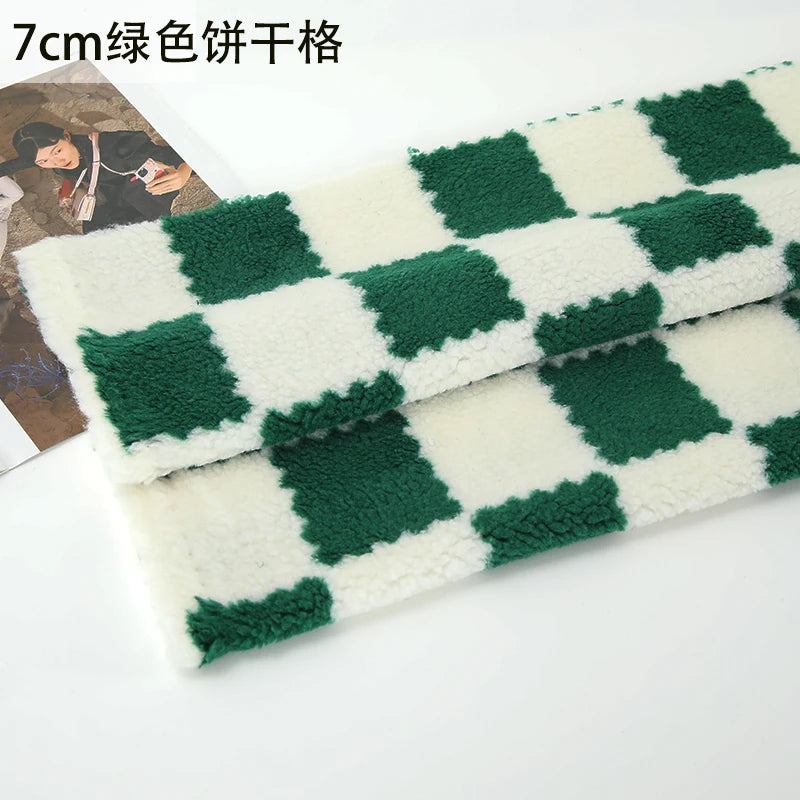 Thickened Short Hair Plush Fabric By The Meter for Needlework Autumn Coat Hoodies Dolls Diy Sewing Cloth Warm Soft Bear Plaid