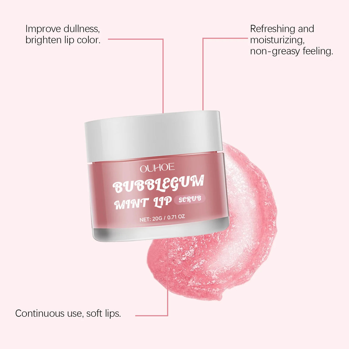 Strawberry Mint Lip Exfoliator Sea Salt Scrub Gentle Polishing For Chapped Peeling Lips Smoothing Lip Prep Before Lipstick