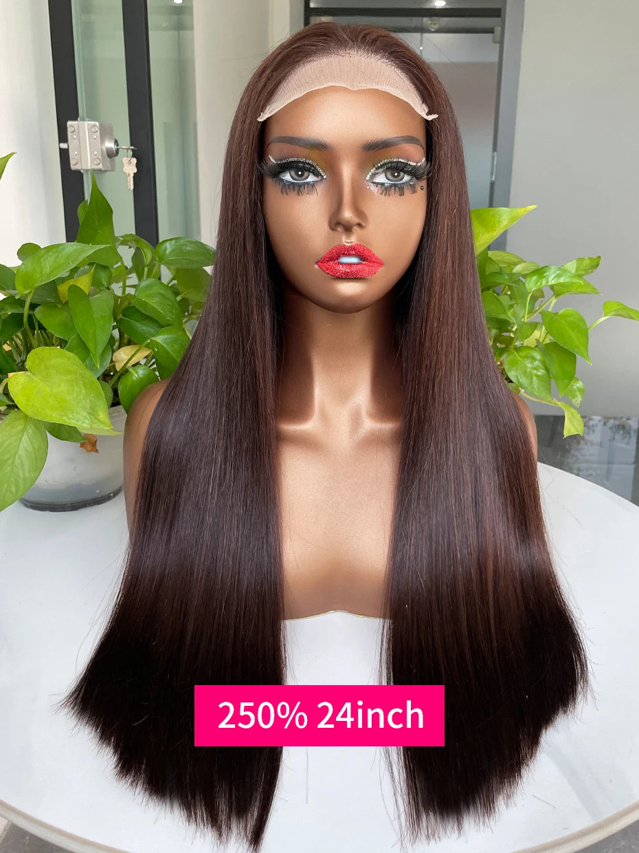 20 22 24 Inch 5x5 Transparent Bone Straight #2 Color 13x4 13x6 Lace Frontal Wig 250 Density Vietnamese Human Hair Wigs For Women