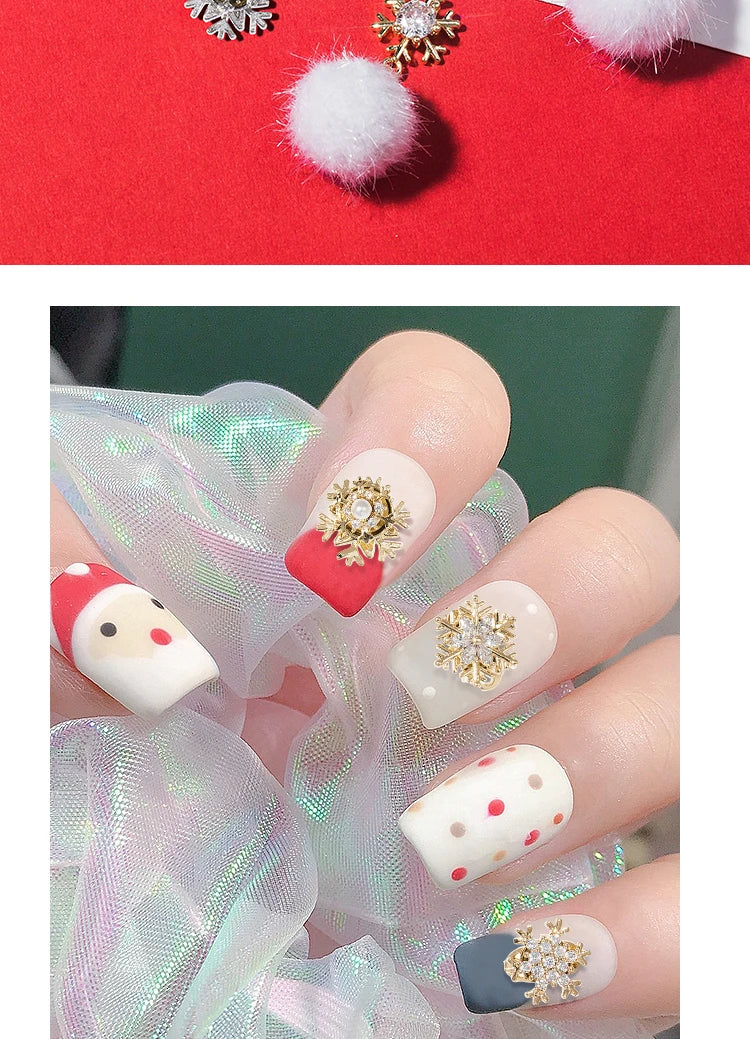 5Pcs Nail Art Jewelry Christmas Zircon Alloy Diamond Snowflake Christmas Tree Elk Bells Super Flash Luxury Nail Accessories