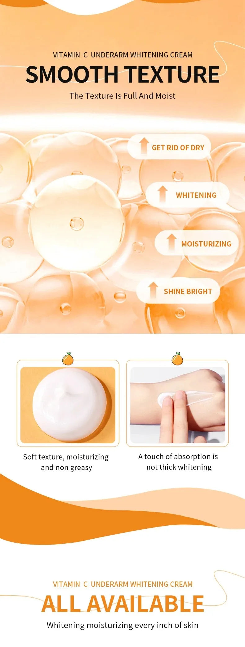 Brightening Body Vitamin C Care Underarm Cream Knee Buttocks Private Bleach Remove Melanin Pigmentation Improve Nourish Skin