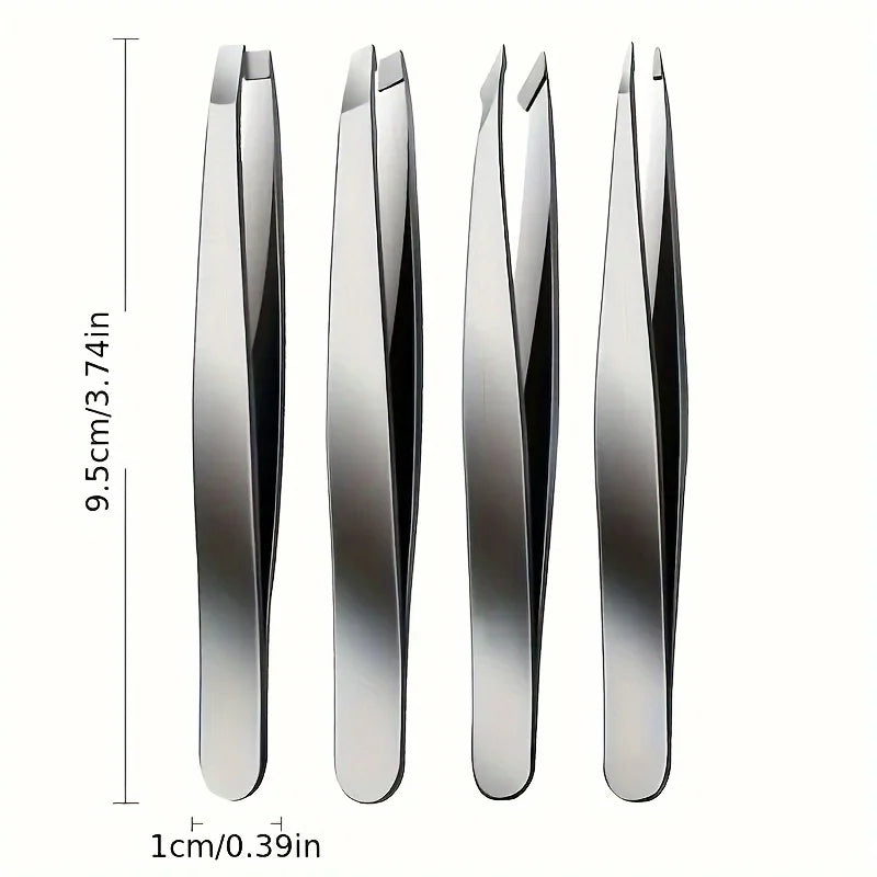 Eyebrow Tweezers Set 1/4 Pcs Stainless Steel Eyebrow Forceps Professional Beauty Tool Set For Facial Hair Inward Growing