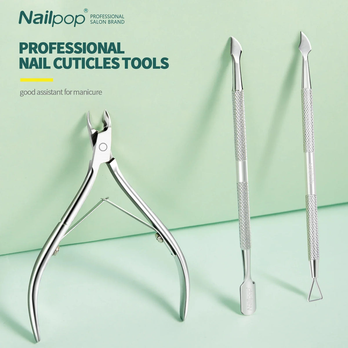 Nailpop Nail Cuticle Scissors Stainless Steel Manicure Pedicure Trimmer and Pusher Silver Dead Skin Scissor Nipper Clipper Tool