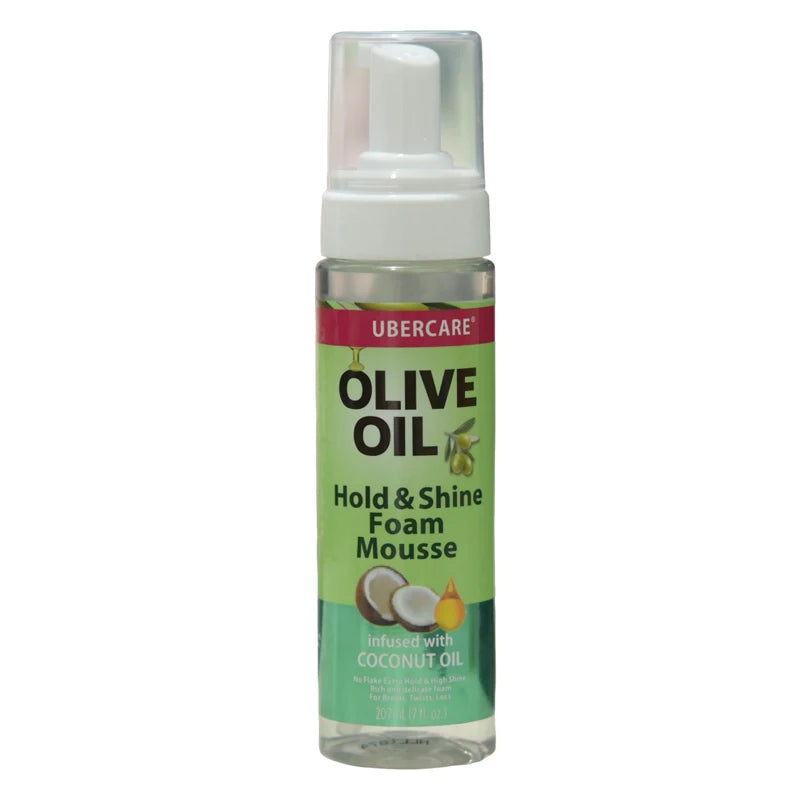 Olive Oil Hair Styling Foam Mousse Hold & Shine for Curly Textured Hair, Lightweight Non Flaking Styling Foam for Braids Twists