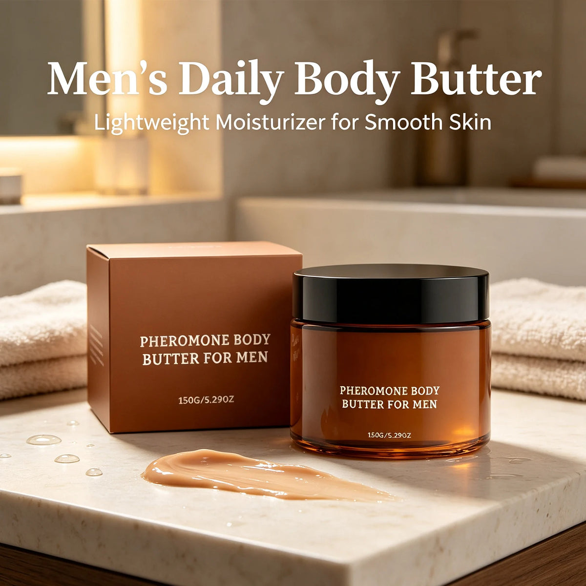 Men’s Pheromone Body Butter Soothe Dryness Enhance Skin Softness Long-Lasting Hydration Fast Absorbing Moisturizing Body Lotion