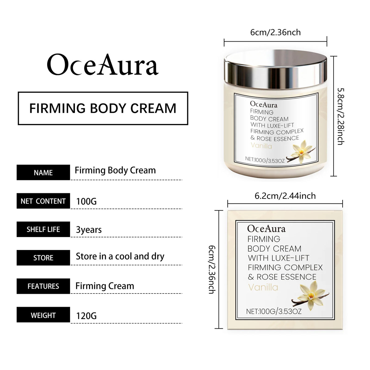 Vanilla Scented Body Cream Firming Moisturizer for Dry Skin Deep Hydration Wrinkle Smoothing Cream Rich Nourishing Body Butter
