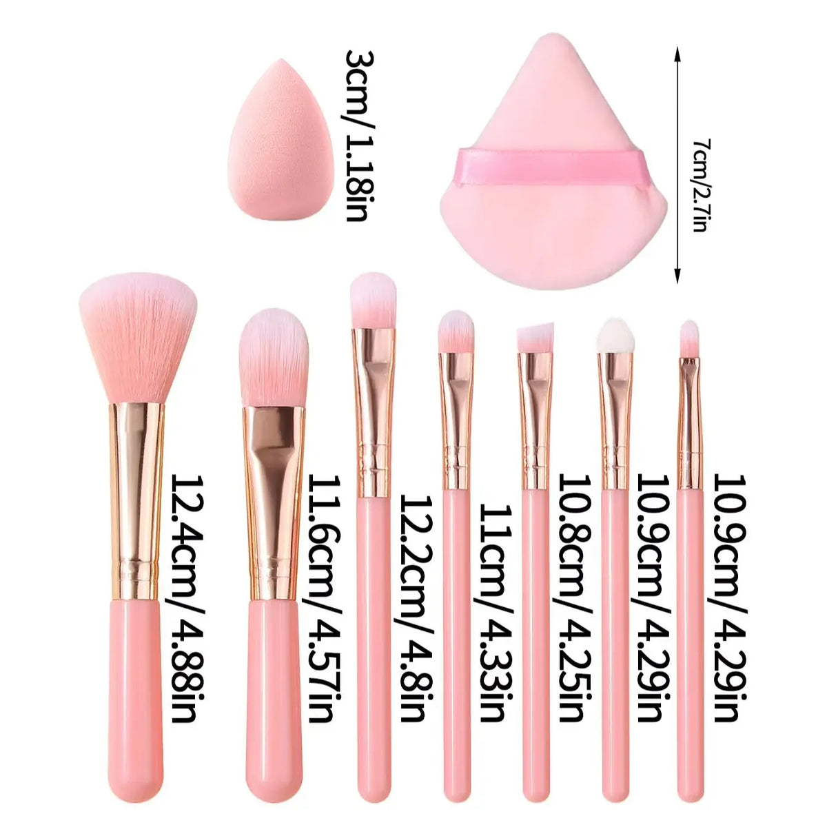 Makeup Brush Kit Soft 10pcs Synthetic Hair Make Up Brushes Foundation Blush Eyeshadow Cosmetic Tools with Powder Puff & Sponge