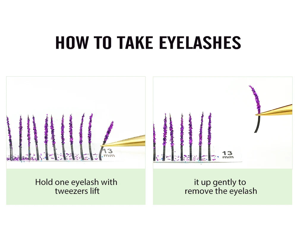 NATUHANA Glitter Shiny Colorful False Eyelash Extension DIY Mix Color Lashes Christmas Cosplay Party