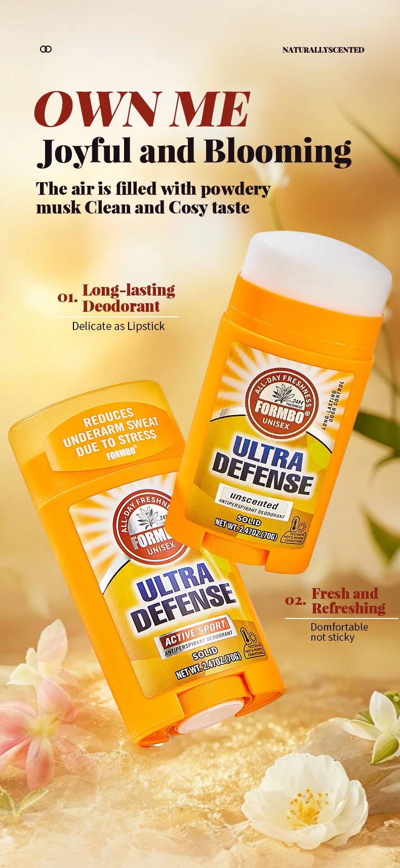 Antiperspirant Deodorant Stick,Gentle Deodorant,Keeps Underarms Dry and Fresh All Day,Ideal for Daily Use and Sports Occasions