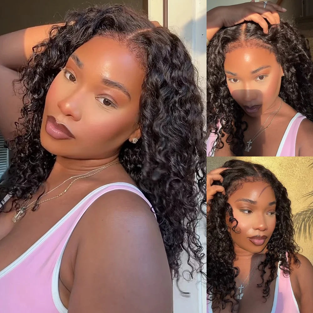 Kinky Curly 13x6 HD Lace Frontal Wig 4C Edges Curly Baby Hair For Women 7x5 Glueless Pre Cut Lace Deep Wave Wigs 100% Human Hair
