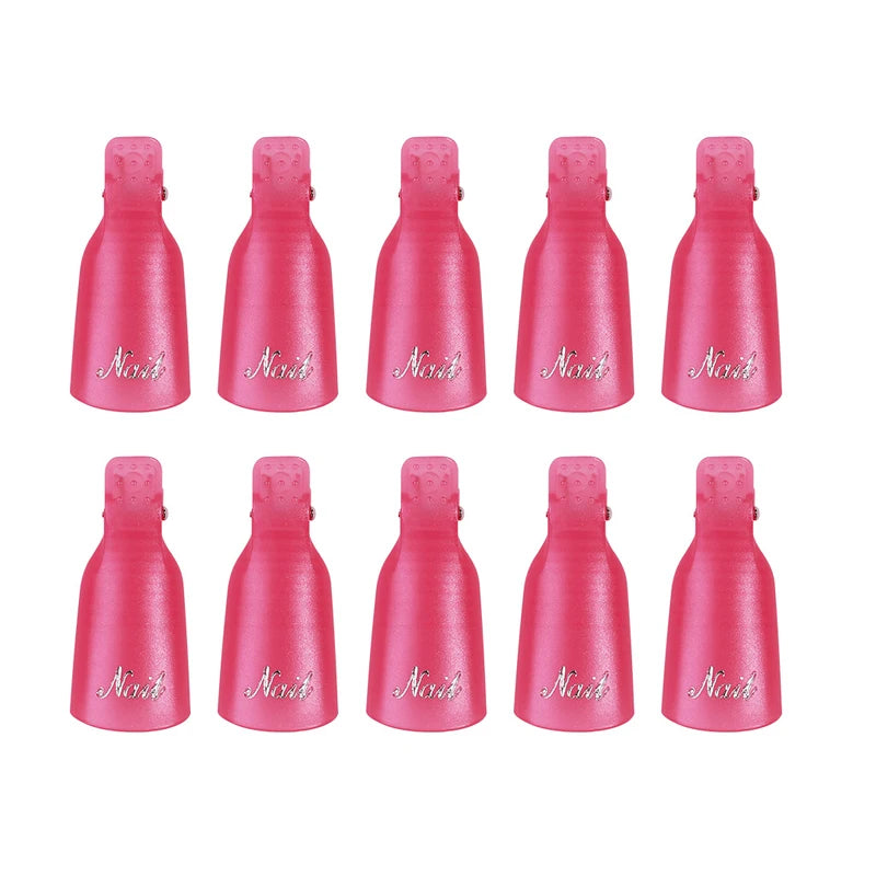 10Pcs UV Gel Polish Remover Clips Colorful Acrylic Nail Art Soak Off Cap Clips Nails Cleaning Manicure Finger Wrap Remover Tools
