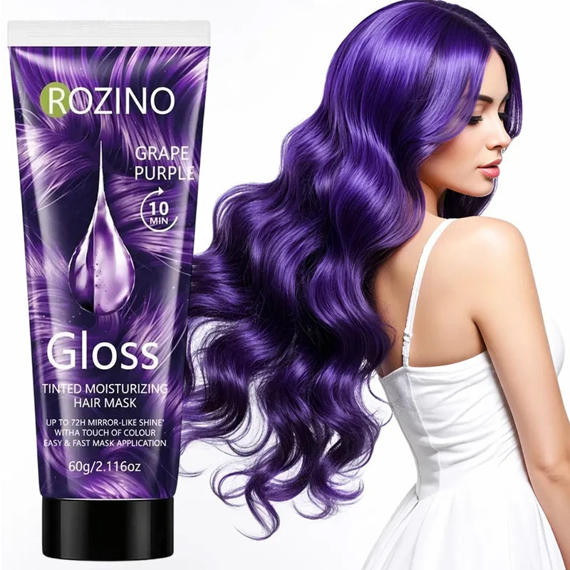 1/2/3 Tubes of Dazzling Grape Purple Color-Enhancing, Smooth and Moisturizing Hair Mask, Quick Semi-Permanent Color in 10 Minutes, Improves Dryness and Frizz after Dyeing, Deeply Repairs Damaged Hair after Dyeing, Gently Mois