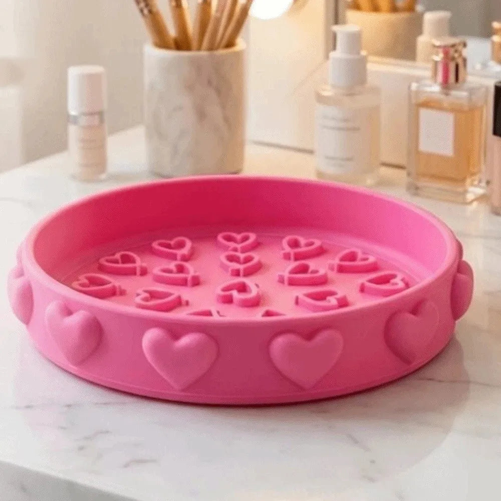 Cute Brush Cleaning Tray Portable with Textured Base Makeup Brush Cleaner Bowl Scrubbing Pad Cleaning Mat Brush Cleaning Tool