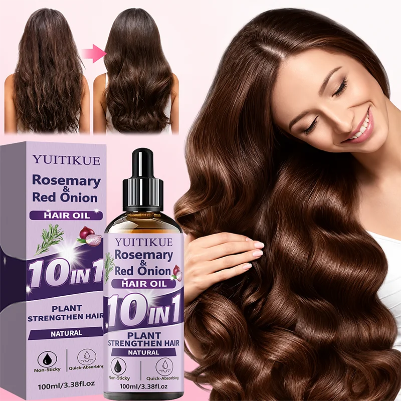 10‑in‑1 Herbal Hair Essential Oil Rosemary Onion Extract Hydrating Nourish Scalp Moisturizer Silky Shine Hair‑Care Serum